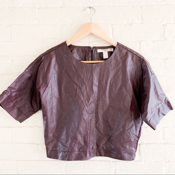 Vegan Leather Cinched Crop Top - Picture 3 of 4